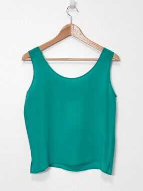 NWT Vintage 90s Jennifer Moore 100% Silk Jade Green Tank Top Size Small